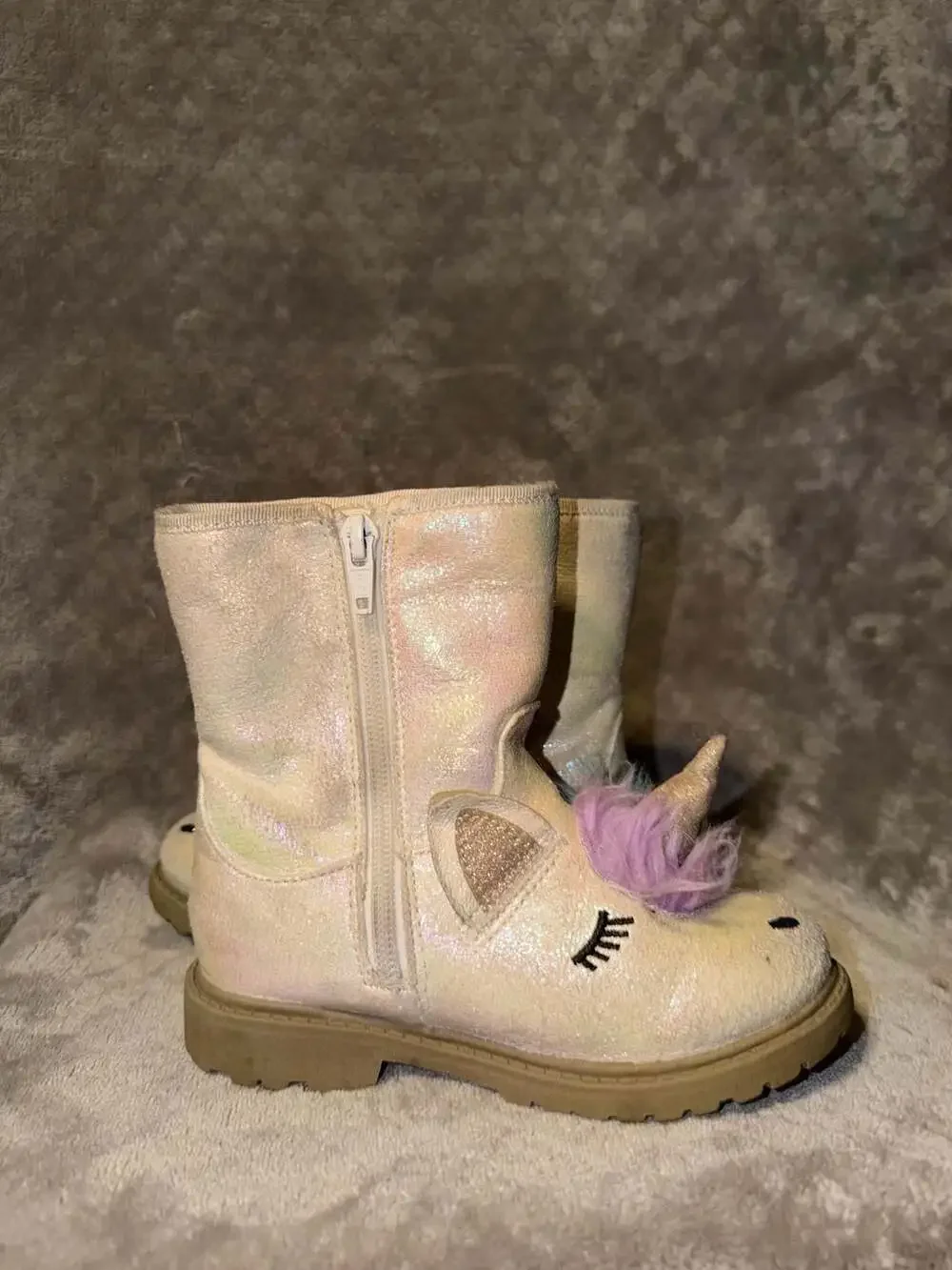 Cat & Jack Toddler Girls Hillary Natural White Glitter Unicorn Fashion Boots